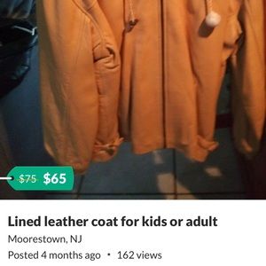 Leather fur lined kids 4xl adult 2x with hood